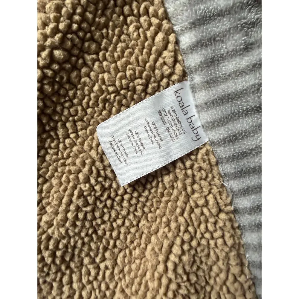 Koala Baby Hanging Out Monkey Elephant Blue Brown Sherpa Baby Blanket Lovey